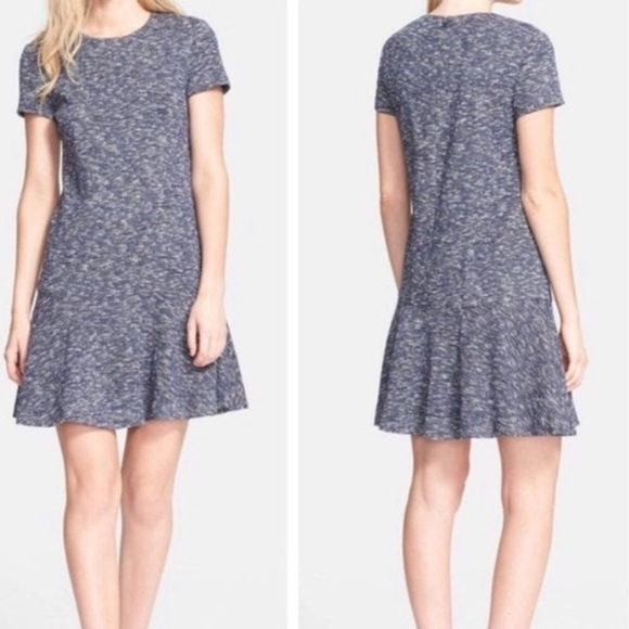 Tory Burch Spring Boho Tweed Blue White Lined Dress Church or Office Attire - Picture 5 of 5